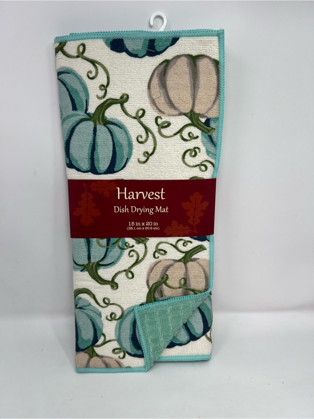 Christmas Tree Shops Harvest Pumpkin Dish Drying Mat 15x20 Teal Blue Fall NWT